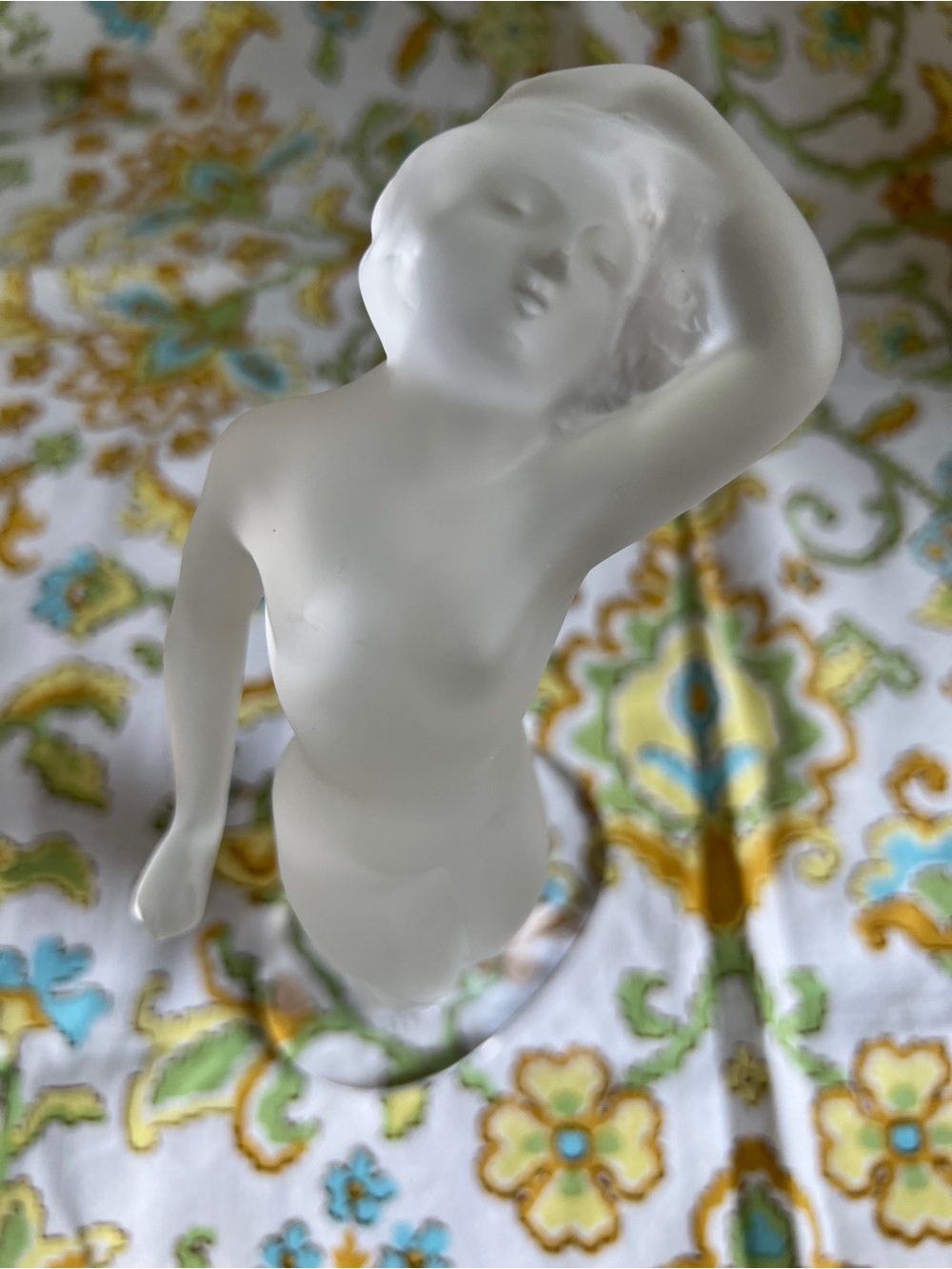 Lalique Frosted White Glass Danseue Bras Baisse Female Figurine